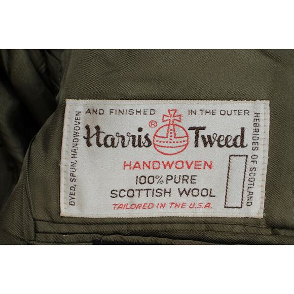 Harris Tweed Blazer Mens 46R Brown Herringbone Elbow Patch Notch Lapel Blazer - Picture 5 of 12